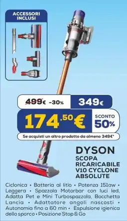 Euronics DYSON SCOPA RICARICABILE V10 CYCLONE ABSOLUTE offerta
