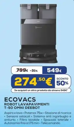 Euronics ECOVACS ROBOT LAVAPAVIMENTI T-50 OMNI DEEBOT offerta