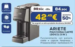Euronics ARIETE MACCHINA CAFFÈ 1304/11 3 IN 1 offerta