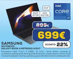 Euronics SAMSUNG NOTEBOOK GALAXY BOOK 4 NP750XGJ KG1IT offerta