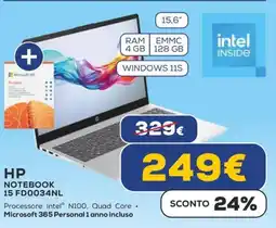 Euronics HP NOTEBOOK 15 FD0034NL offerta