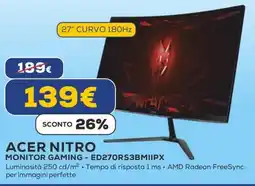Euronics ACER NITRO MONITOR GAMING - ED270RS3BMIIPX offerta