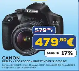 Euronics CANON REFLEX - EOS 2000D + OBIETTIVO EFS 18/55 DC offerta