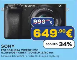 Euronics SONY FOTOCAMERA MIRRORLESS ILCE6100B + OBIETTIVO SELP 16/50 mm offerta