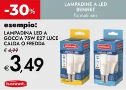 Bennet Lampadina led a goccia 75W E27 luce calda o fredda offerta