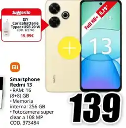 MediaWorld mi Smartphone Redmi 13 offerta