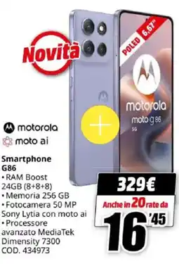 MediaWorld motorola Smartphone G86 offerta