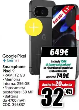 MediaWorld Google Pixel Smartphone Pixel 9 offerta