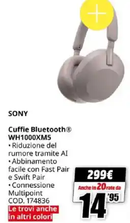 MediaWorld SONY Cuffie Bluetooth WH1000XM5 offerta