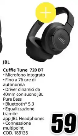 MediaWorld JBL Cuffie Tune 720 BT offerta