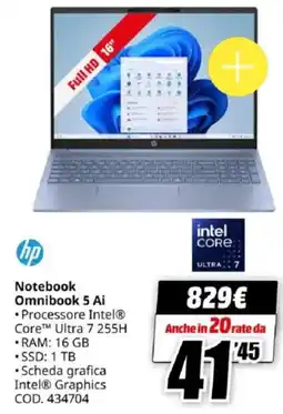 MediaWorld hp Notebook Omnibook 5 Ai offerta