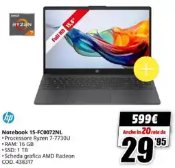MediaWorld hp Notebook 15-FC0072NL offerta