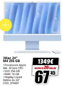 MediaWorld iMac 24" M4 256 GB offerta