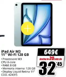 MediaWorld iPad Air M3 11" Wi-Fi 128 GB offerta