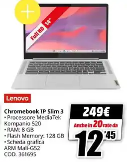 MediaWorld Lenovo Chromebook IP Slim 3 offerta