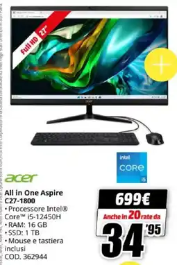 MediaWorld acer All in One Aspire C27-1800 offerta