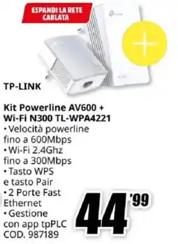 TP-LINK Kit Powerline AV600 + Wi-Fi N300 TL-WPA4221