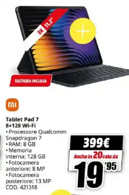 MediaWorld miTASTIERA INCLUSA Tablet Pad 7 8+128 Wi-Fi offerta