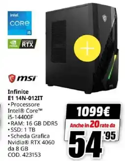 MediaWorld msi Infinite E1 14N-012IT offerta