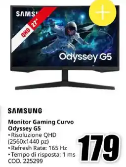 MediaWorld SAMSUNG Monitor Gaming Curvo Odyssey G5 offerta