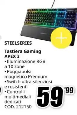 MediaWorld STEELSERIES Tastiera Gaming APEX 3 offerta