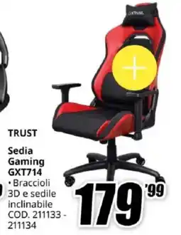 MediaWorld TRUST Sedia Gaming GXT714 offerta