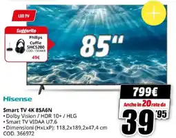MediaWorld Hisense Smart TV 4K 85A6N offerta