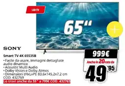 MediaWorld SONY Smart TV 4K 65S35B offerta