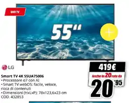 MediaWorld LG Smart TV 4K 55UA75006 offerta