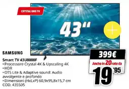 MediaWorld SAMSUNG Smart TV 43U8000F offerta