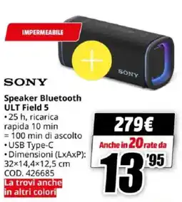 MediaWorld SONY Speaker Bluetooth ULT Field 5 offerta