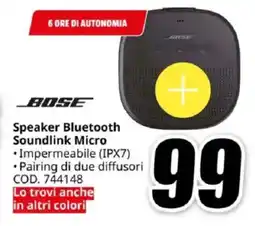 MediaWorld BOSE Speaker Bluetooth Soundlink Micro offerta
