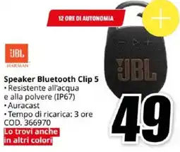 MediaWorld JBL HARMAN Speaker Bluetooth Clip 5 offerta