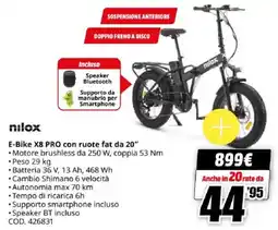 MediaWorld nilox E-Bike X8 PRO con ruote fat da 20" offerta