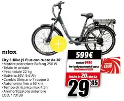 MediaWorld nilox City E-Bike J5 Plus con ruote da 26" offerta
