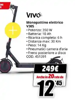 MediaWorld VIVO Monopattino elettrico V30S offerta