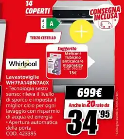MediaWorld Whirlpool Lavastoviglie WH7FA14BN7A0X offerta