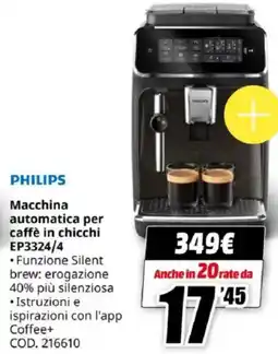 MediaWorld PHILIPS Macchina automatica per caffè in chicchi EP3324/4 offerta