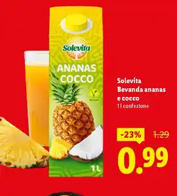 Lidl Solevita Bevanda ananas e cocco offerta