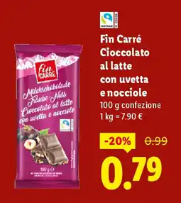 Lidl Fin Carré Cioccolato al latte con uvetta offerta