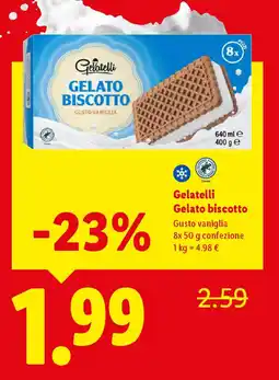 Lidl Gelatelli Gelato biscotto offerta