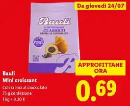 Lidl Bauli Mini croissant Con crema al cioccolato confezione offerta