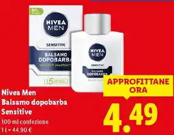 Lidl Nivea men balsamo dopobarba Sensitive confezione offerta