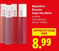 Lidl Maybelline Rossetto Super Stay Matte Assortito confezione offerta