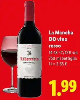 Lidl La Mancha DO vino rosso bottiglia offerta