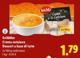 Lidl Sol&mar crema catalana dessert a base di latte offerta