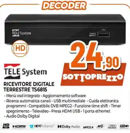 Ipercoop TELE System RICEVITORE DIGITALE TERRESTRE TS6815 offerta