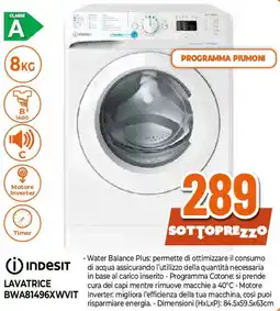 Ipercoop INDESIT LAVATRICE BWA81496XWVIT offerta