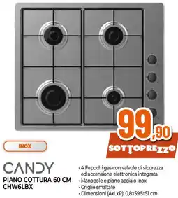 Ipercoop CANDY PIANO COTTURA 60 CM CHW6LBX offerta