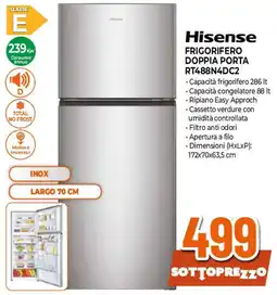 Ipercoop Hisense FRIGORIFERO DOPPIA PORTA RT488N4DC2 offerta